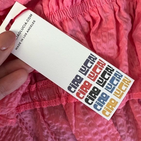 NWT CIAO LUCIA Ruffled Cropped Top Pink Sz L - Picture 7 of 7